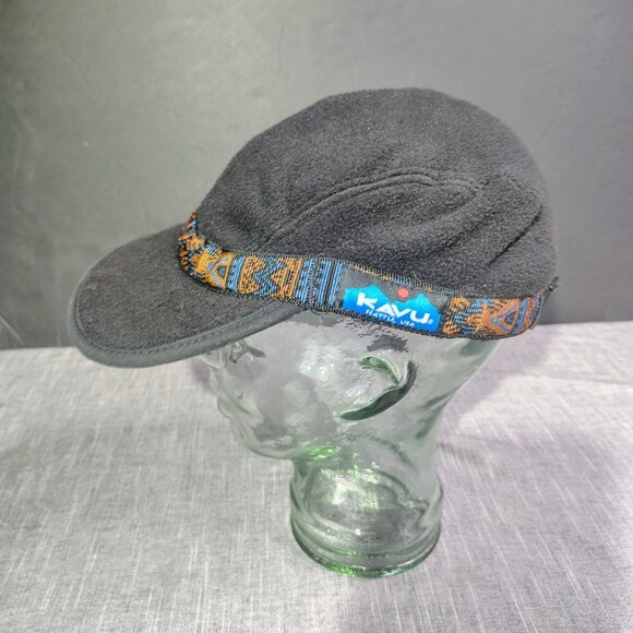 Kavu Fleece Strap Cap Hat Size Small Black Aztec Band Three Panel Duck Bill USA - Picture 5 of 8